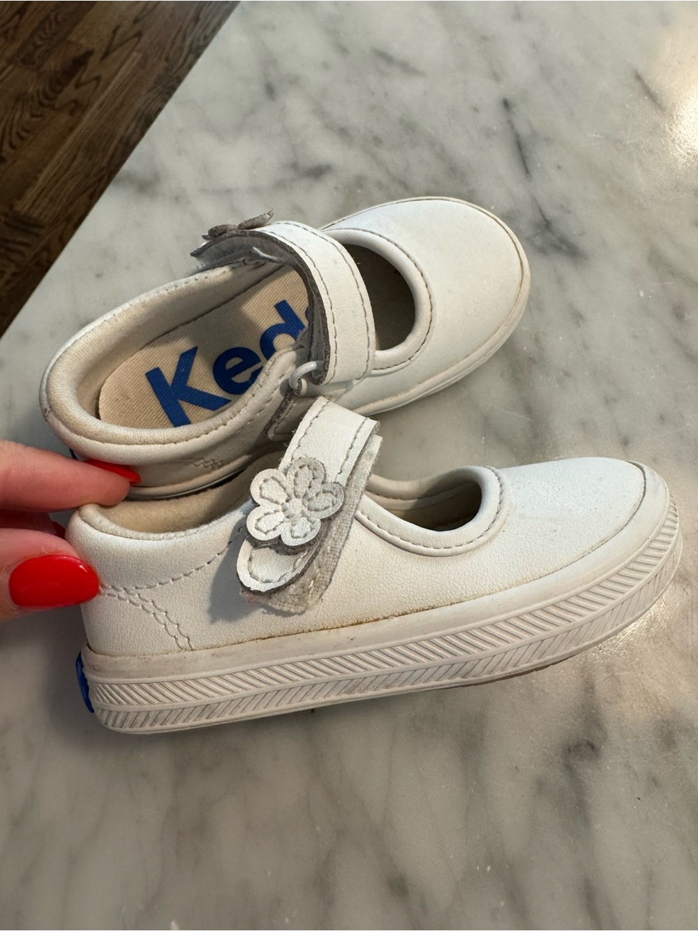 Keds Ella White Mary Jane Sneakers with Floral Strap